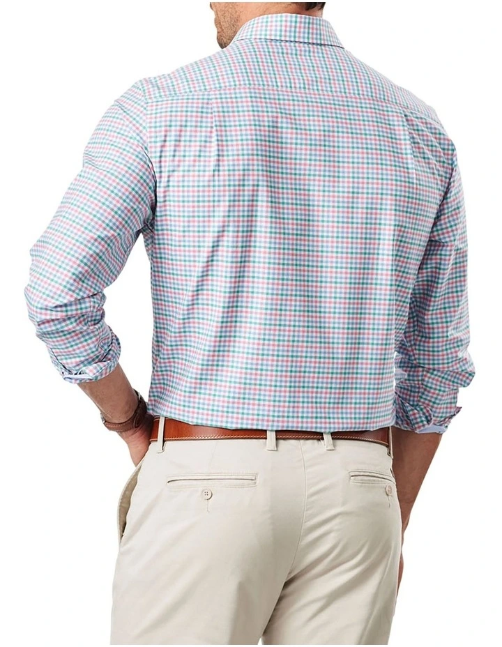 Easy Care Twill Multi Check Long Sleeve Shirt In Pink 4 Easy Care Twill Multi Check Long Sleeve Shirt In Pink - Image 2