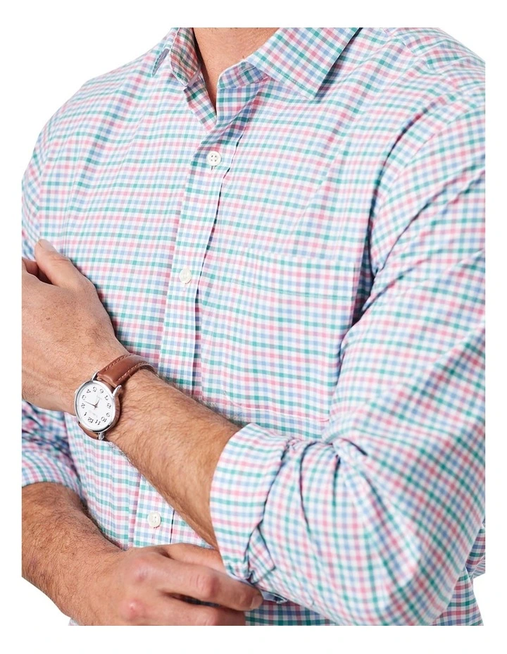 Easy Care Twill Multi Check Long Sleeve Shirt In Pink 5 Easy Care Twill Multi Check Long Sleeve Shirt In Pink - Image 3