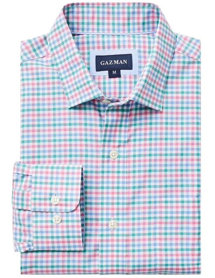 Easy Care Twill Multi Check Long Sleeve Shirt In Pink 6 Easy Care Twill Multi Check Long Sleeve Shirt In Pink - Image 4