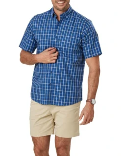 Easy Care Check Short Sleeve In Navy