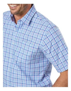 Easy Care Check Short Sleeve Shirt In Blue -Men's Fashion 930760660 3 720x928