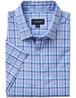Easy Care Check Short Sleeve Shirt In Blue -Men's Fashion 930760660 4 720x928