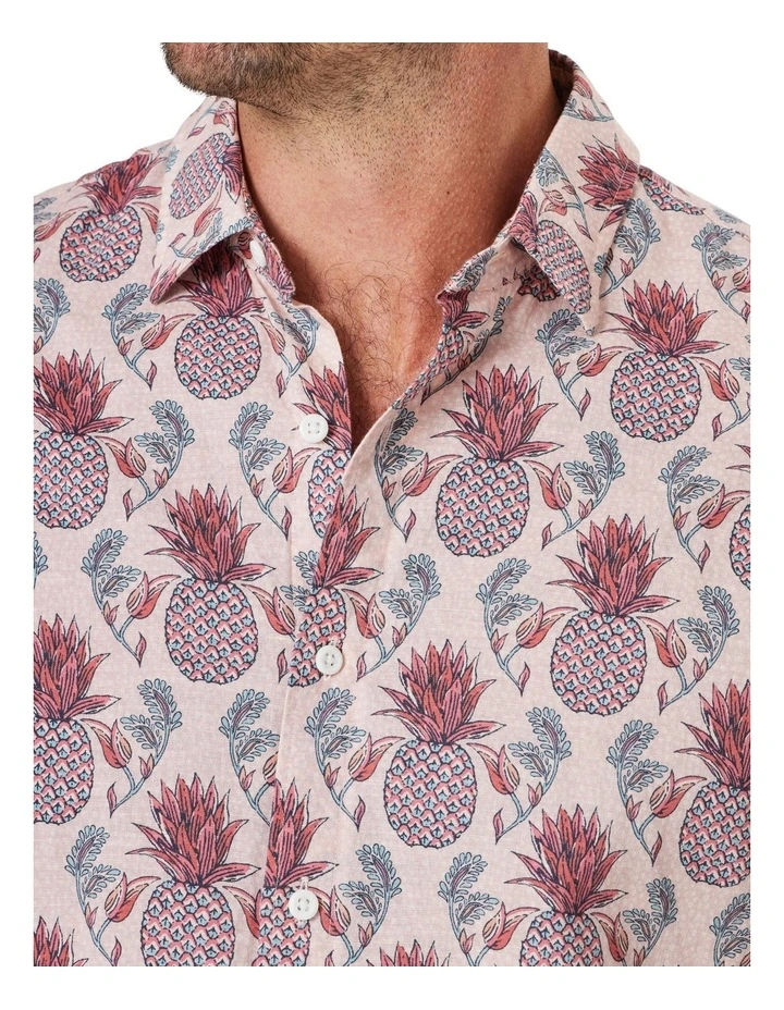 Linen Blend Short Sleeve Shirt In Red 6 Linen Blend Short Sleeve Shirt In Red - Image 4