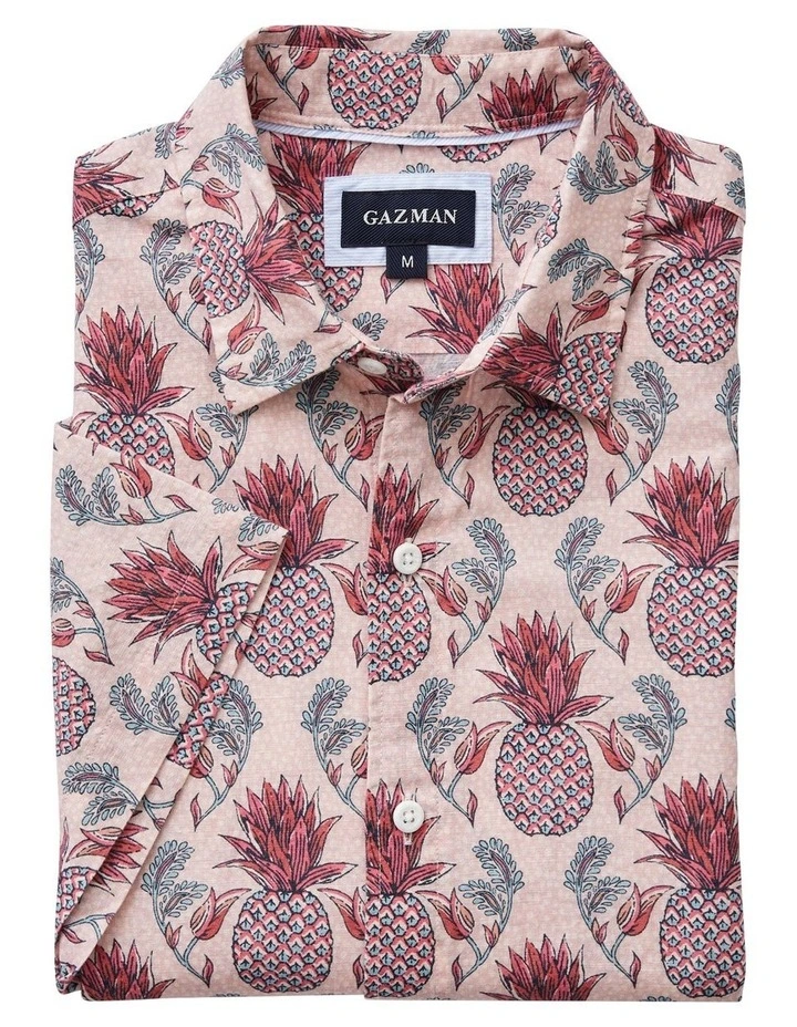 Linen Blend Short Sleeve Shirt In Red 7 Linen Blend Short Sleeve Shirt In Red - Image 5