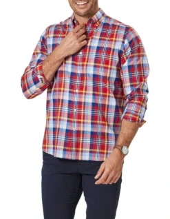 Casual Slub Check Long Sleeve Shirt In Multi