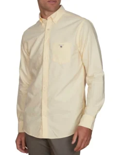 Gant Regular Oxford Long Sleeve Shirt In Banana Yellow