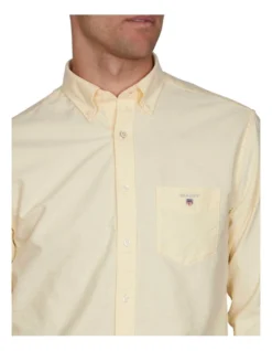 Gant Regular Oxford Long Sleeve Shirt In Banana Yellow -Men's Fashion 931249360 3 720x928