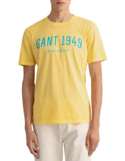 Gant 1949 Short Sleeve T-Shirt In Banana Yellow