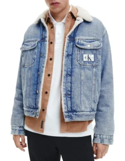 Calvin Klein Jeans Regular 90S Sherpa Denim Jacket In Blue