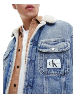 Calvin Klein Jeans Regular 90S Sherpa Denim Jacket In Blue -Men's Fashion 934270930 3 720x928