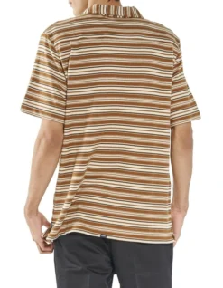 Los Thrills Stripe Bowling Shirt In Stone -Men's Fashion 936951400 3 720x928