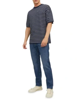 Jack & Jones Harlow Stripe Ringer Short Sleeve Crew Neck Tee In Navy Blazer -Men's Fashion 937052020 5 720x928