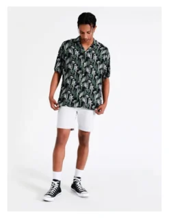 Jack & Jones Holitropical Short Sleeve Resort Shirt In Black/Multi