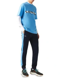 Lacoste Technical Pique Knit Track Pant In Navy