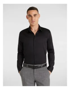 Hulk Muscle Fit Dress Shirt In Black