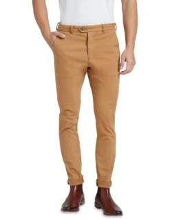 Oxford Luka Stretch Organic Cotton Pants In Biscuit