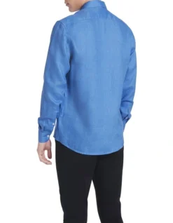 Felix Long Sleeve Linen Shirt In Bright Blue -Men's Fashion 939600460 3 720x928