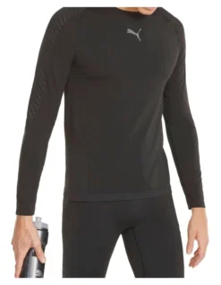 Puma Train Formknit Seamless Long Sleeve Tee In Black
