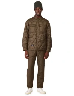 Tilley Quilted Shirt Jacket In Dark Khaki