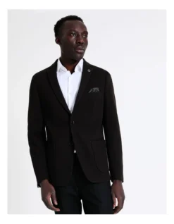 Pique Knit Blazer In Black