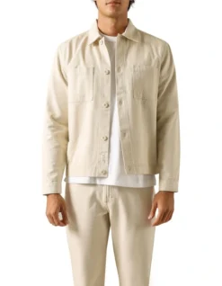 Beau Twill Overshirt In Ecru