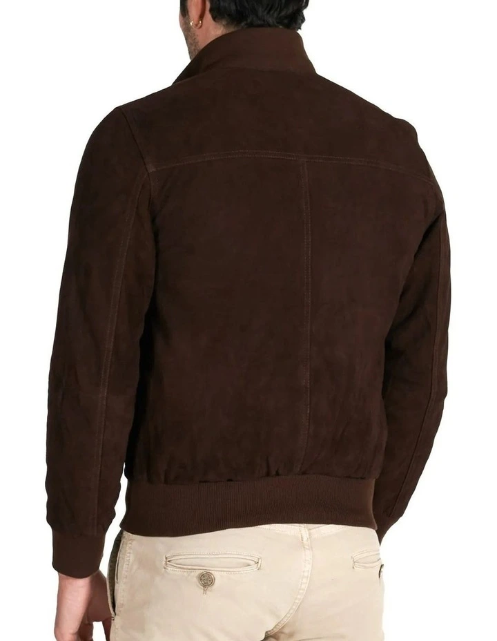 Suede Leather Button Bomber Jacket 7 Suede Leather Button Bomber Jacket - Image 5
