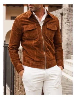 Lewis Suede Leather Unlined Jacket COGNAC -Men's Fashion 943965640 4 720x928
