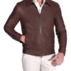 Shirt Collar Leather Jacket Dark Brown 1 Shirt Collar Leather Jacket Dark Brown -Men's Fashion 943965730 1 720x928