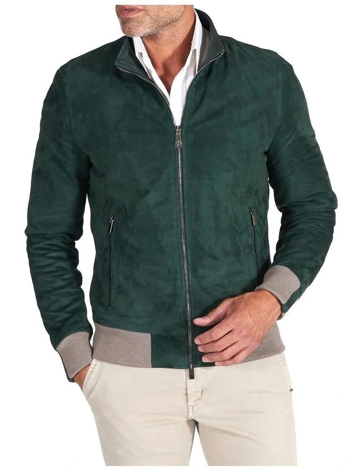 Suede Leather Zip Bomber Jacket 4 Suede Leather Zip Bomber Jacket - Image 2