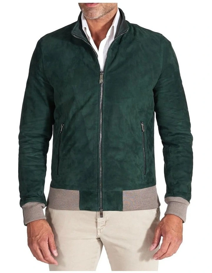 Suede Leather Zip Bomber Jacket 5 Suede Leather Zip Bomber Jacket - Image 3