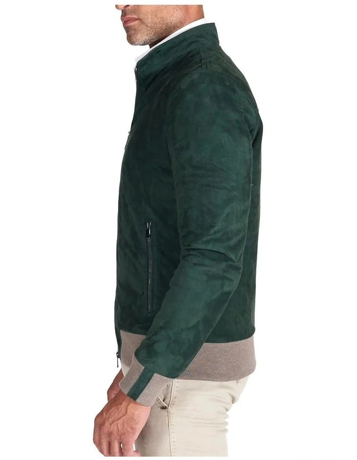Suede Leather Zip Bomber Jacket 7 Suede Leather Zip Bomber Jacket - Image 5