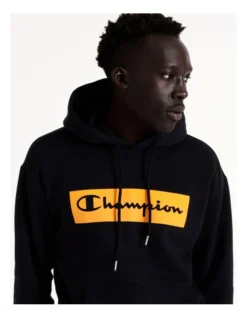 Champion EU Rochester Flock Box Hoodie In Black -Men's Fashion 946369180 3 720x928