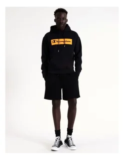 Champion EU Rochester Flock Box Hoodie In Black -Men's Fashion 946369180 4 720x928