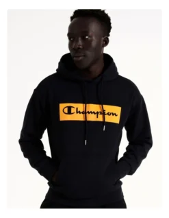 Champion EU Rochester Flock Box Hoodie In Black -Men's Fashion 946369180 5 720x928