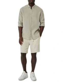 The Tennyson Linen Shirt In Light Army -Men's Fashion 948056140 3 720x928