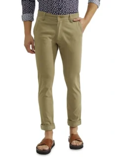 Oxford Stretch Organic Cotton Skinny Chinos In Army Green