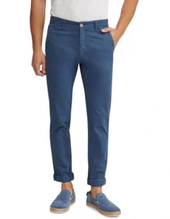 Oxford Danny Casual Organic Cotton Chinos In Blue