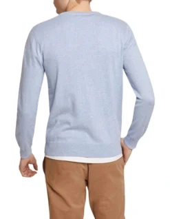 Oxford Crew Neck Cotton Cashmere Pullover In Pale Blue -Men's Fashion 948169270 3 720x928