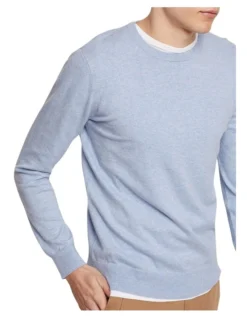 Oxford Crew Neck Cotton Cashmere Pullover In Pale Blue -Men's Fashion 948169270 4 720x928