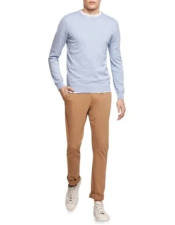 Oxford Crew Neck Cotton Cashmere Pullover In Pale Blue -Men's Fashion 948169270 5 720x928