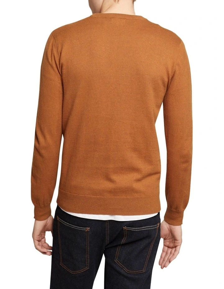 Oxford Crew Neck Cotton Cashmere Pullover In Bark 5 Oxford Crew Neck Cotton Cashmere Pullover In Bark - Image 3