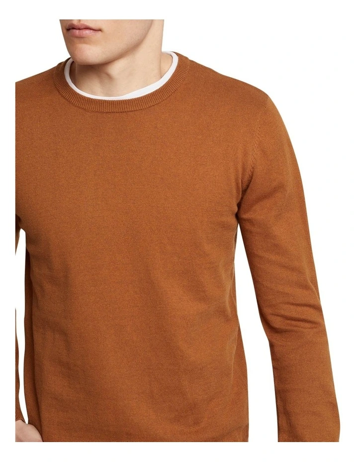Oxford Crew Neck Cotton Cashmere Pullover In Bark 6 Oxford Crew Neck Cotton Cashmere Pullover In Bark - Image 4