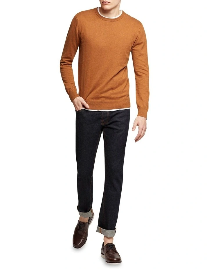 Oxford Crew Neck Cotton Cashmere Pullover In Bark 7 Oxford Crew Neck Cotton Cashmere Pullover In Bark - Image 5