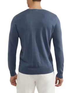Oxford Lenny Cashmere Blend Pullover In Dark Blue -Men's Fashion 948171250 3 720x928