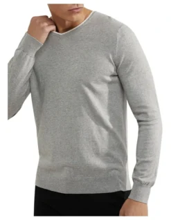 Oxford Lenny Cashmere Blend Pullover In Melange Grey -Men's Fashion 948171430 4 720x928