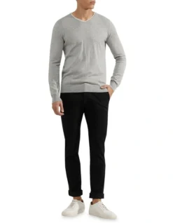 Oxford Lenny Cashmere Blend Pullover In Melange Grey -Men's Fashion 948171430 5 720x928
