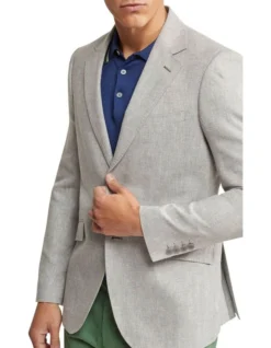 Oxford Blake Linen Cotton Herringbone Blazer In Grey -Men's Fashion 948171880 4 2 720x928