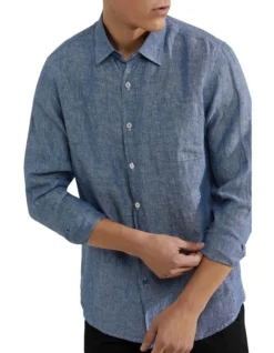 Oxford Holloway Pure Linen Shirt In Navy -Men's Fashion 948738430 4 720x928