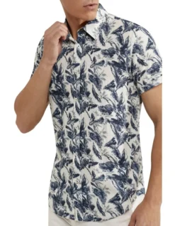 Oxford Tottenham Linen Rayon Printed Shirt In Navy/White -Men's Fashion 948739240 4 720x928