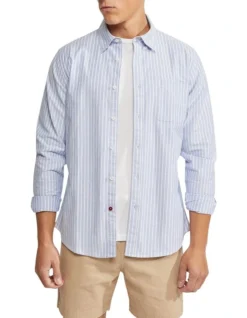 Portland Oxford Wve Striped Shirt In Blue/White